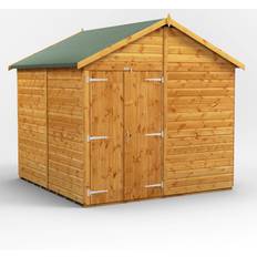 power Sheds 8x8 Windowless Apex Double Doors Garden Shed (Building Area )