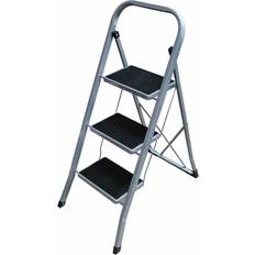Edm 3-step folding ladder Grey Steel (47 x 71 x 105 cm)