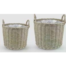 Ivyline Natural Polyrattan Lined Willow Planter Set of 2