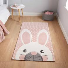 Pink Rugs Kid's Room Think Rugs 60x120cm Brooklyn Kids 20341 in Hand Carved Durable Children Mats