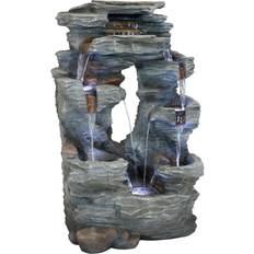 Sunnydaze Decor 39 in. Dual Cascading Rock Falls Water Fountain