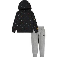 Nike Infant Boys AOP Club Seasonal Overhead Hoody and Jogger Set Black, Black