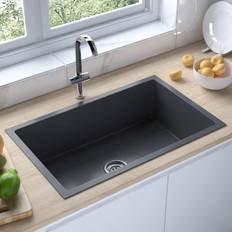 vidaXL Handmade Kitchen Sink Black Steel