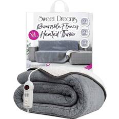 Sweet Dreams Grey, Reversible Fleece Luxury Heated Blankets Grey (152.4x)