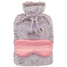 Aroma Home Grey Fur Water Bottle & Satin Eye Mask Gift