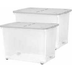 Wham Grey 80L Box Wheels Lid Set 2 Storage Box