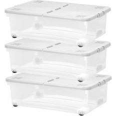 Wham Set 3 Box With Wheels Folding Lid Storage Box