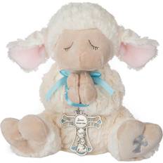 GANZ Blue Boy Serenity Lamb With Crib Cross Christening