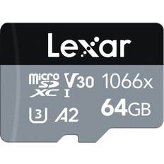 LEXAR Professional Silver microSDXC Class 10 UHS-I U3 V30 A2 160MB/s 64GB (1066x) +SD Adapter