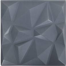 vidaXL 12x 3D Wall Panels Diamond Grey Self-adhesive DIY Decor Wallpaper Cover