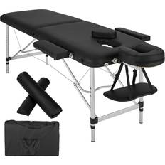 tectake Massage table with 2 zones Includes bolsters, carry bag and detachable head and arm pads black