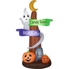 National Tree Company 96" Signpost And Ghost Inflatable Halloween