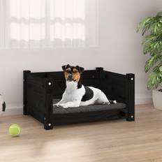 vidaXL Dog Bed Black Solid Pine Wood Black