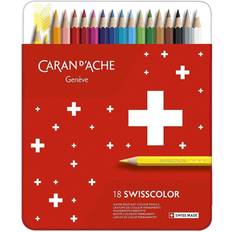 Caran d'Ache d'Ache Swisscolor 1284718 Metal Case with 18 Waterproof Coloured Pencils