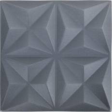 Wall Panels vidaXL 12x 3D Wall Panels Origami Grey Self-adhesive DIY Decor Wallpaper Cover