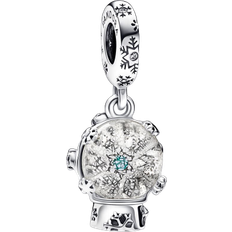 Pandora Snowflake Snowglobe Dangle Charm - Silver/Turquoise/Transparent