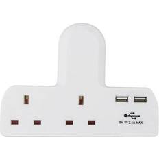 Adapter travel Status 2 Way Gang 2 USB Wall Plug White