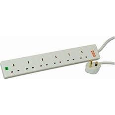 Pro Elec 6 Gang 10m White Surge Protection Extension Lead