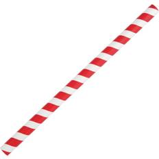 Red Straws Fiesta Green Compostable Paper Smoothie Straws Red Stripes (Pack of 250)