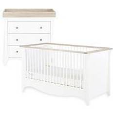 CuddleCo Clara 2Pc Set 3 Drawer Dresser Cot Bed Driftwood