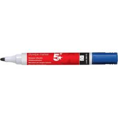 5 Star Office Drywipe Marker XyleneToluene-free Bullet Tip 3mm Line Blue Pack