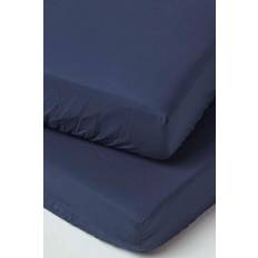 Homescapes Navy Cotton Cot Bed Fitted Sheets 200 Thread Count, 2