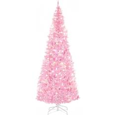 Pink Christmas Decorations Homcom 7 ft Tall Prelit Pencil Slim Artificial Christmas Tree 213.4cm