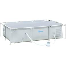 OutSunny Rectangular Steel Frame Pool with Filter Pump 2.52x1.52x0.65m