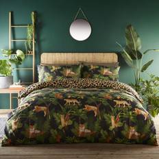 Portfolio Home Jungle Cats Leopard Print Duvet Cover Tropical Leaf