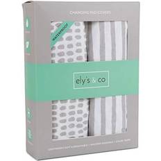 Ely's & Co. Waterproof Changing Pad Cover Set I Taupe Stripes