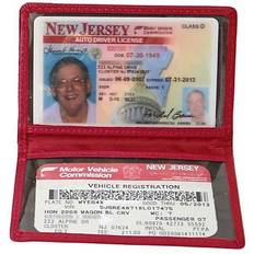 New York Leather Bi-Fold ID Case - Red - Red