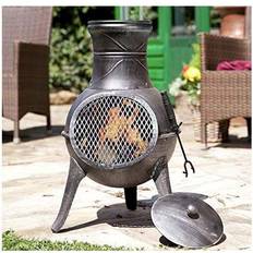 La Hacienda Panama Cast Iron & Steel Chiminea Pewter