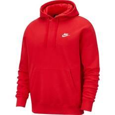 Nike Hoodies - Men Jumpers Nike Club Fleece Pullover Hoodie - University Red/White