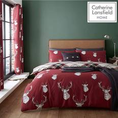 Catherine Lansfield Munro Stag Duvet Cover White, Red (264.16x)