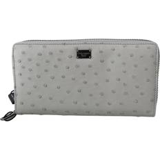 Dolce & Gabbana White Ostrich Leather Continental Mens Clutch Wallet - Multicolour