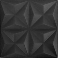 Wall Panels vidaXL 3D Wall Panels 24 pcs 50x50 cm Origami Black 6 mÂ²