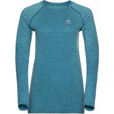 Turquoise - Women Base Layers Odlo The women's Essentials Seamless Long Sleeve Running T-shirt