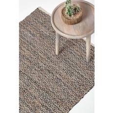 Homescapes Real Handwoven Diamond Pattern Rug Brown