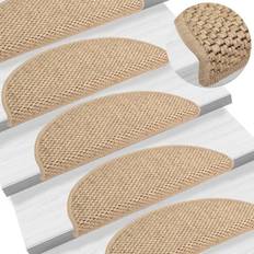 Stair Carpets vidaXL 15x Self-adhesive Stair Sisal-Look Sand Stairs Beige