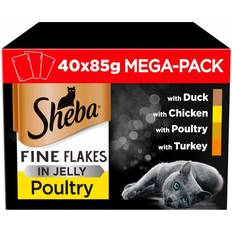 Sheba Fine Flakes Poultry Wet Cat Food in Jelly 40x85g