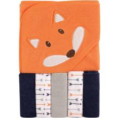 Luvable Friends Unisex Baby Hooded Towel with Five Washcloths, Boy Fox, One Size