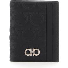 Ferragamo Travel Gancini-Embossed Leather Bifold Card Case - NERO