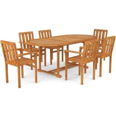 Teak Patio Dining Sets Garden & Outdoor Furniture vidaXL 3059612 Patio Dining Set, 1 Table incl. 6 Chairs