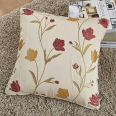 Juliette Floral Jacquard Edge Complete Decoration Pillows Red, Natural