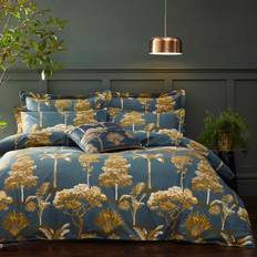 Paoletti Arboretum Double Duvet Cover White, Gold, Blue