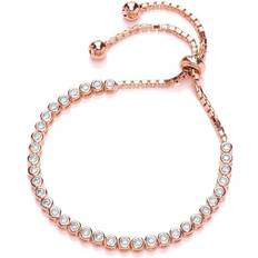 Jewelco London Tennis Eternity Adjustable Slider Bracelet - Rose Gold/Transparent