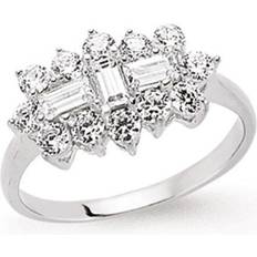 Jewelco London Baguette CZ Trilogy Boat Cluster Engagement Ring