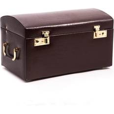 Bey-Berk Croc-Embossed Leather Jewelry Chest