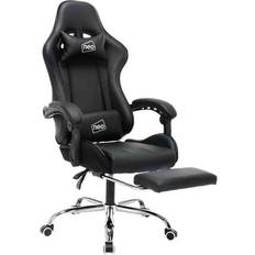 Black leather recliner chair Neo Leather Gaming Racing Recliner Chair With Footrest - Black