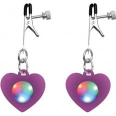 XR Brands Silicone Light Up Heart Nipple Clamps